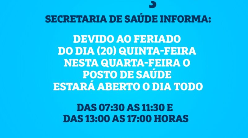 Horário na Secretaria de Saúde diferenciado.